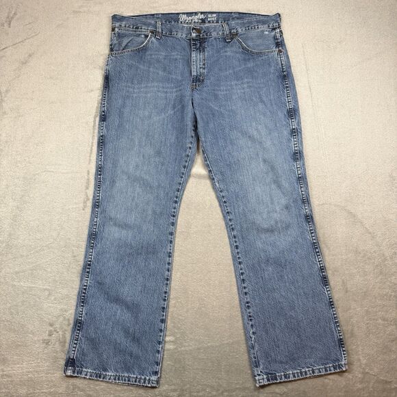 Wrangler Retro Slim Boot Jeans Men 38x30 Blue Cotton Cowboy Western Rodeo - Picture 1 of 10